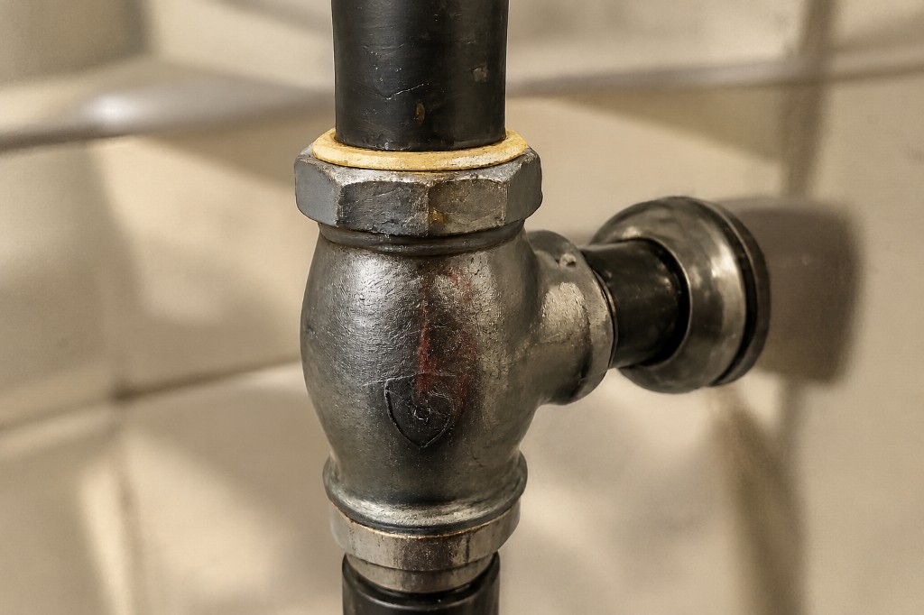 Photo of leak under the cabinet